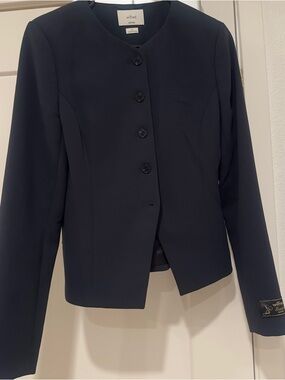 Aritzia Wilfred Navy Tailored Button Front Blazer